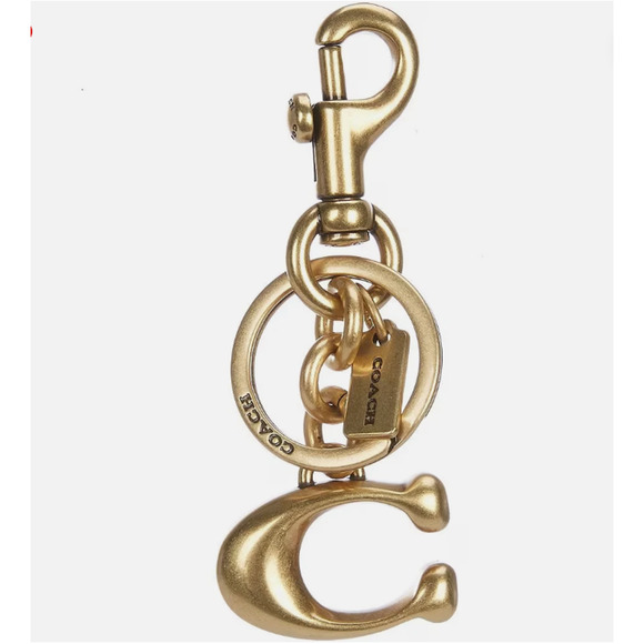 Coach Signature C Bag Charm Key Chain Key ring In Brass/Gold 1635 NWT - Picture 1 of 6